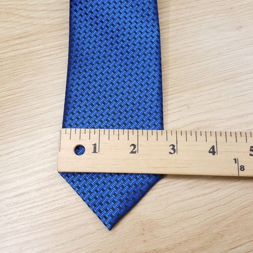 ALFANI Mens Neck Tie Blue Geometric Jacquard Link Modern Classic Necktie - Picture 5 of 6